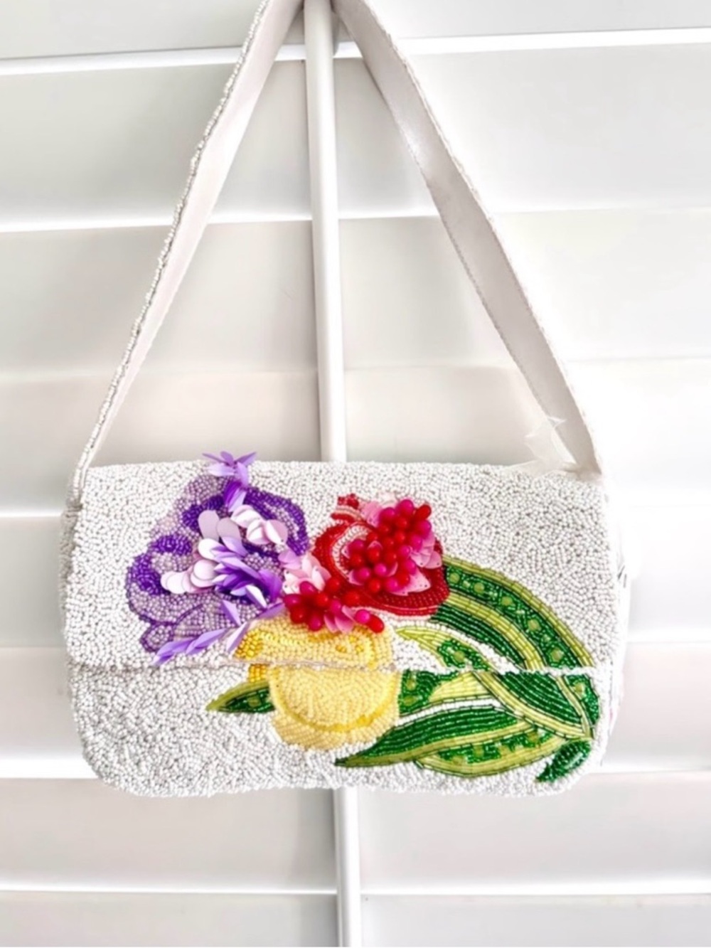 TJ Maxx Beaded White Floral Shoulder Bag Viral TikTok Purse Marshalls OS NWT